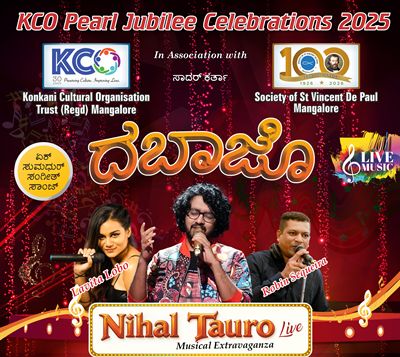 Countdown begins for KCO Pearl Jubilee Celebrations “Dabazo” Nihal Tauro Live show on Sunday, December 7, 2025 at Mangalore Countdown begins for KCO Pearl Jubilee Celebrations “Dabazo” Nihal Tauro Live show on Sunday, December 7, 2025 at Mangalore
